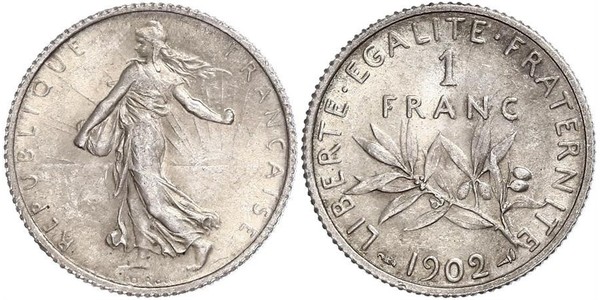 1 Franc France Argent/Cuivre/Nickel 