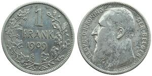 1 Franc Belgio Argento Leopold II (1835 - 1909)