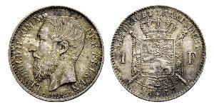 1 Franc Belgio Argento Leopold II (1835 - 1909)