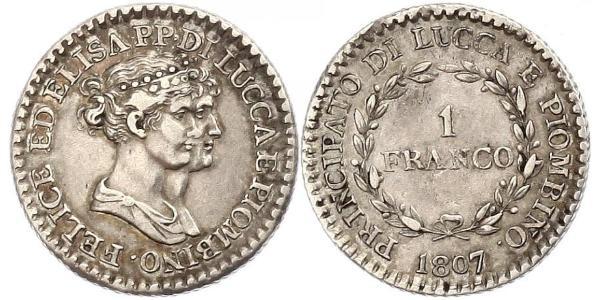 1 Franc Italian city-states Argento Carlo Felice di Savoia