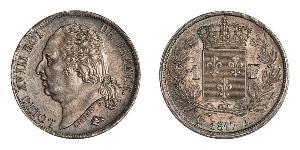 1 Franc Kingdom of France (1815-1830) / Francia Argento Luigi XVIII di Francia (1755-1824)