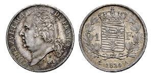 1 Franc Kingdom of France (1815-1830) / Francia Argento Luigi XVIII di Francia (1755-1824)