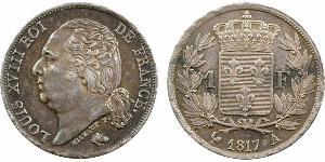 1 Franc Kingdom of France (1815-1830) / Francia Argento Luigi XVIII di Francia (1755-1824)