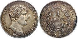 1 Franc Primo Impero francese (1804-1814) Argento Napoleone Bonaparte(1769 - 1821)