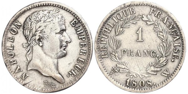 1 Franc Primo Impero francese (1804-1814) Argento 