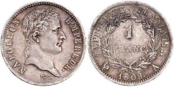 1 Franc Primo Impero francese (1804-1814) Argento 