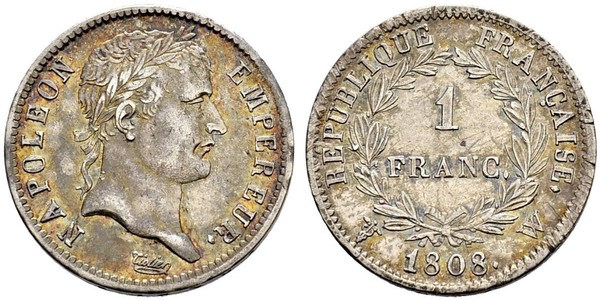 1 Franc Primo Impero francese (1804-1814) Argento 