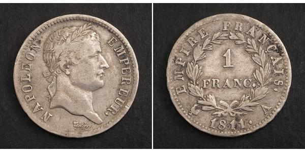 1 Franc Primo Impero francese (1804-1814) Argento 