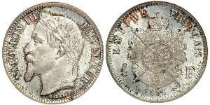 1 Franc Secondo Impero francese (1852-1870) Argento Napoleone III (1808-1873)