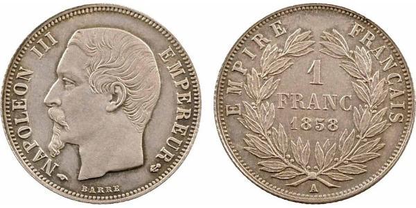 1 Franc Secondo Impero francese (1852-1870) Argento Napoleone III (1808-1873)