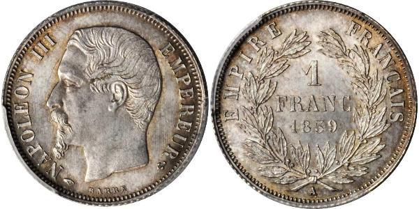 1 Franc Secondo Impero francese (1852-1870) Argento Napoleone III (1808-1873)