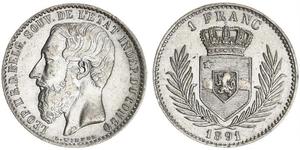 1 Franc Stato Libero del Congo (1885 - 1908) Argento Leopold II (1835 - 1909)