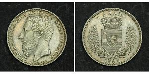 1 Franc Stato Libero del Congo (1885 - 1908) Argento Leopold II (1835 - 1909)