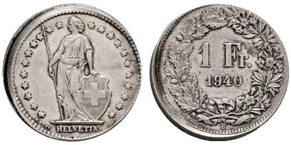 1 Franc Svizzera Argento 