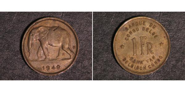 1 Franc Belgian Congo (1908 - 1960) Brass 