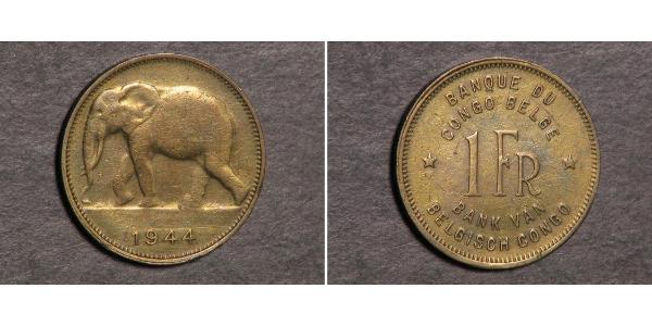 1 Franc Belgian Congo (1908 - 1960) Brass 