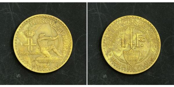 1 Franc Mónaco Bronce Luis II de Mónaco (1870-1949)