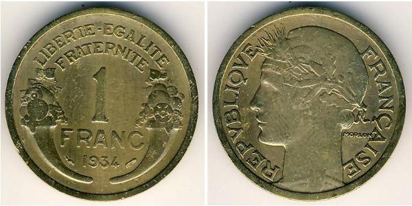 1 Franc French Third Republic (1870-1940)  Bronze/Aluminium 