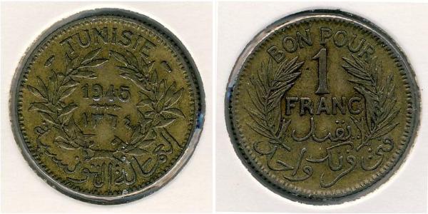 1 Franc Tunisie Bronze/Aluminium 