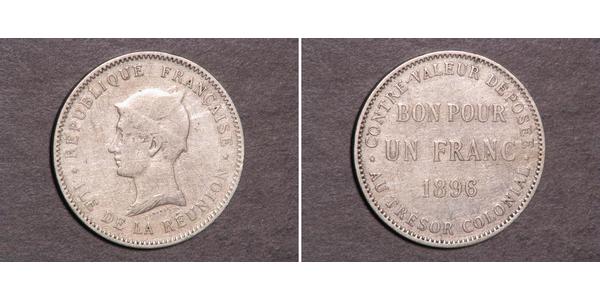 1 Franc Reunion Copper 