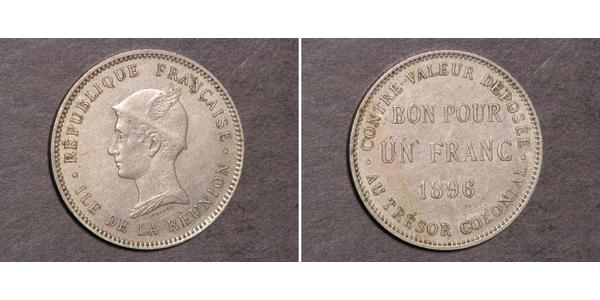 1 Franc Reunion Copper 