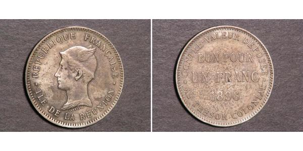 1 Franc Reunion Copper 