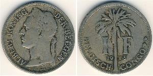 1 Franc Belgian Congo (1908 - 1960) Copper/Nickel 