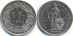 1 Franc Switzerland Copper/Nickel 