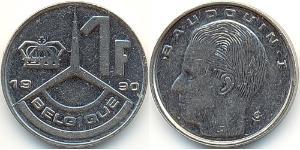 1 Franc Belgique Cuivre/Nickel 