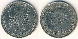 1 Franc Guadeloupe Kupfer/Nickel 