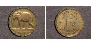 1 Franc Congo Belga (1908 - 1960) Latón 