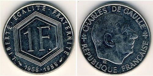 1 Franc French Fifth Republic (1958 - ) Nickel 