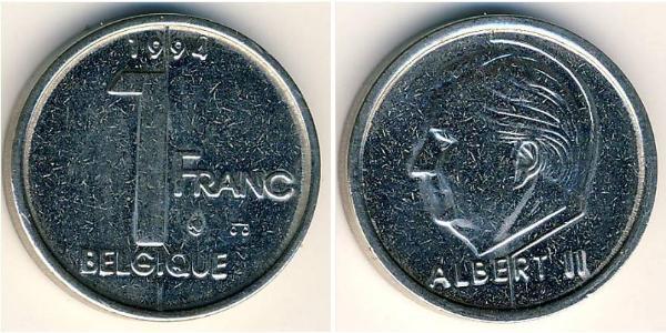 1 Franc Belgien Nickel/Stahl Albert II