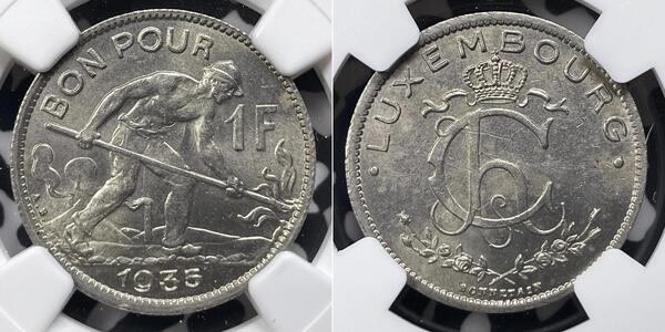 1 Franc Luxemburgo Níquel/Cobre 