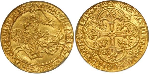 1 Franc Contea delle Fiandre (862-1795) Oro Luigi II di Fiandra  (1330- 1384)