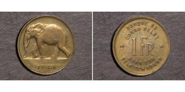 1 Franc Congo Belga (1908 - 1960) Ottone 