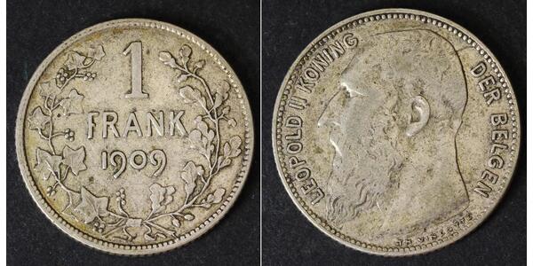 1 Franc Bélgica Plata Leopold II (1835 - 1909)