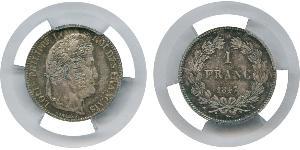 1 Franc Monarquía de Julio (1830-1848) Plata Luis Felipe I de Francia  (1773 -1850)