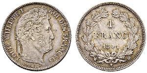 1 Franc Monarquía de Julio (1830-1848) Plata Luis Felipe I de Francia  (1773 -1850)