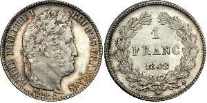 1 Franc Monarquía de Julio (1830-1848) Plata Luis Felipe I de Francia  (1773 -1850)