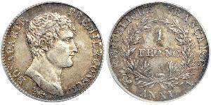 1 Franc Primer Imperio francés (1804-1814) Plata Napoleón Bonaparte(1769 - 1821)