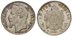 1 Franc Segundo Imperio francés (1852-1870) Plata Napoleon III (1808-1873)