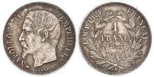 1 Franc Segundo Imperio francés (1852-1870) Plata Napoleon III (1808-1873)