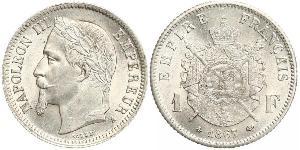 1 Franc Segundo Imperio francés (1852-1870) Plata Napoleon III (1808-1873)