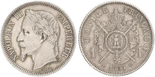 1 Franc Segundo Imperio francés (1852-1870) Plata Napoleon III (1808-1873)