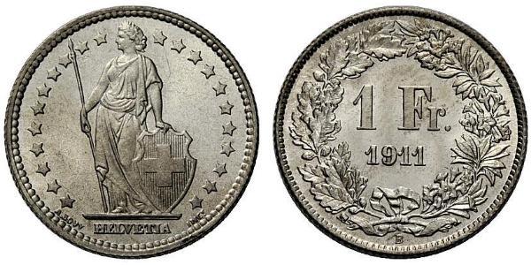 1 Franc Suiza Plata 