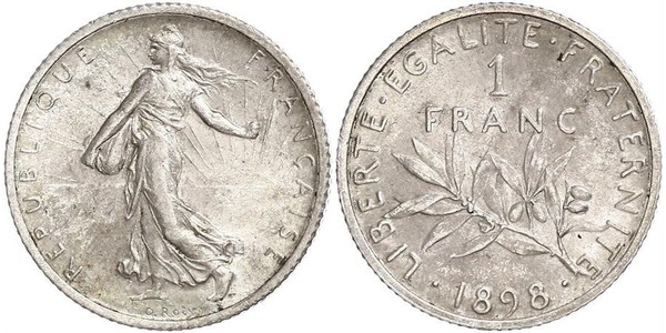 1 Franc Francia Rame/Argento/Nichel 