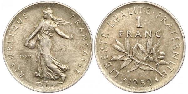 1 Franc Francia Rame/Argento/Nichel 