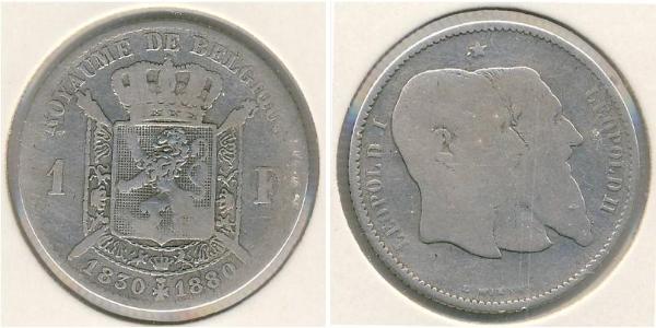 1 Franc Belgien Silber Leopold II (1835 - 1909)