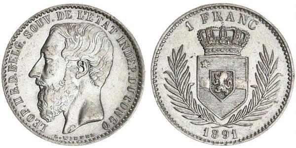1 Franc null Silber Leopold II (1835 - 1909)